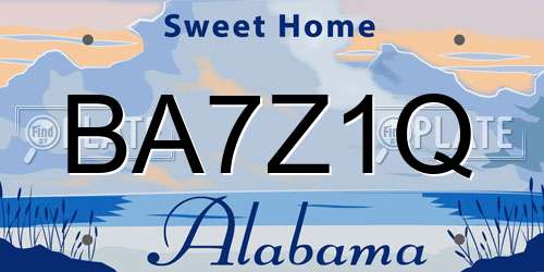 BA7Z1Q Alabama License Plate