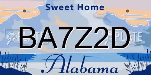 BA7Z2D Alabama License Plate