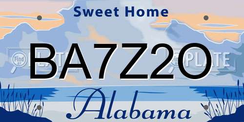 BA7Z2O Alabama License Plate