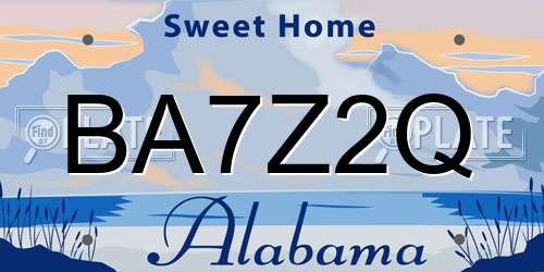 BA7Z2Q Alabama License Plate