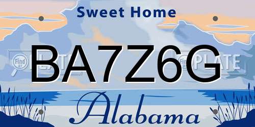 BA7Z6G Alabama License Plate