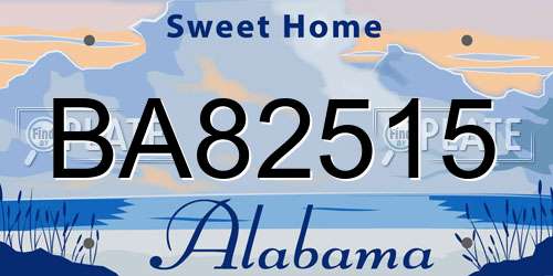 BA82515 Alabama License Plate