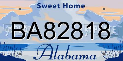 BA82818 Alabama License Plate