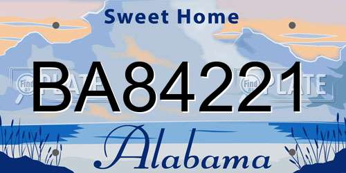 BA84221 Alabama License Plate