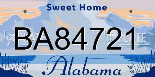 BA84721 Alabama License Plate