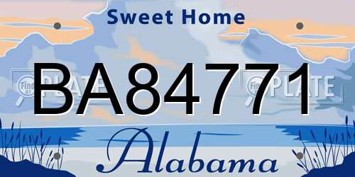 BA84771 Alabama License Plate