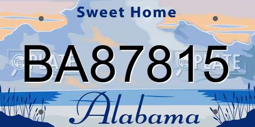 BA87815 Alabama License Plate