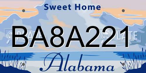 BA8A221 Alabama License Plate
