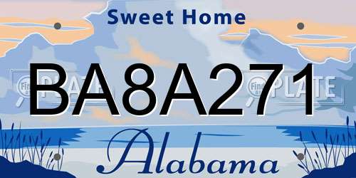 BA8A271 Alabama License Plate