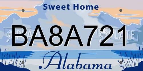 BA8A721 Alabama License Plate