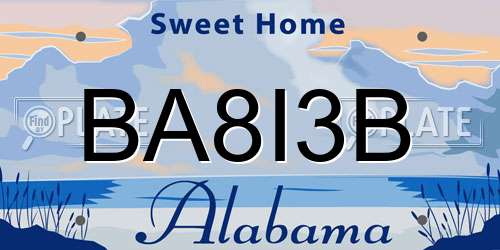 BA8I3B Alabama License Plate