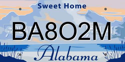 BA8O2M Alabama License Plate