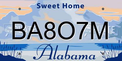 BA8O7M Alabama License Plate