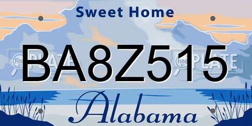 BA8Z515 Alabama License Plate