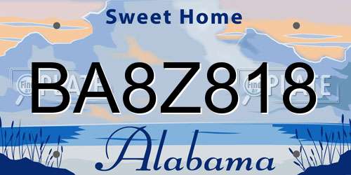 BA8Z818 Alabama License Plate