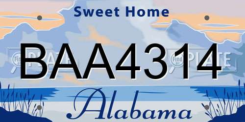 BAA4314 Alabama License Plate