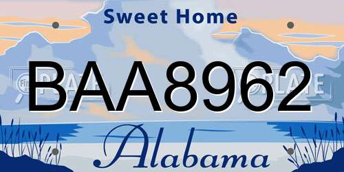 BAA8962 Alabama License Plate