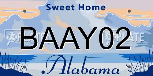 BAAY02 Alabama License Plate