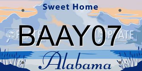BAAY07 Alabama License Plate