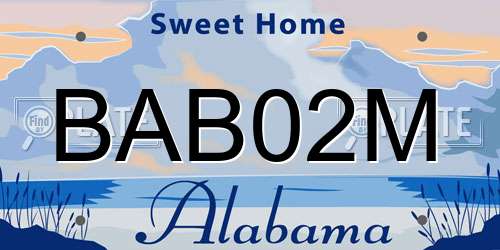 BAB02M Alabama License Plate