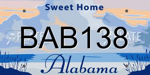 BAB138 Alabama License Plate