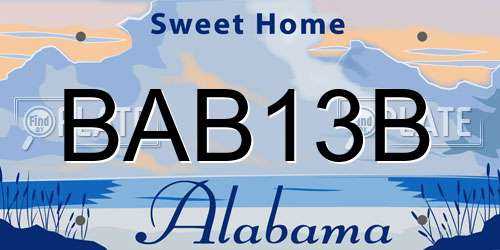 BAB13B Alabama License Plate
