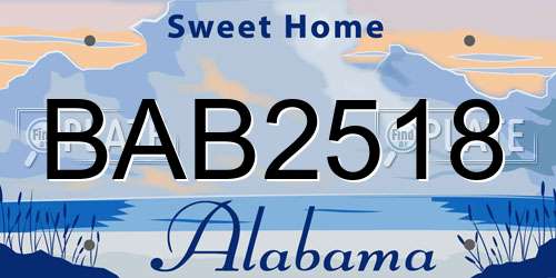 BAB2518 Alabama License Plate