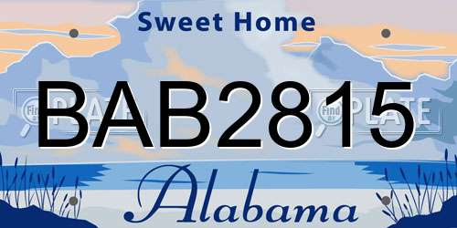 BAB2815 Alabama License Plate