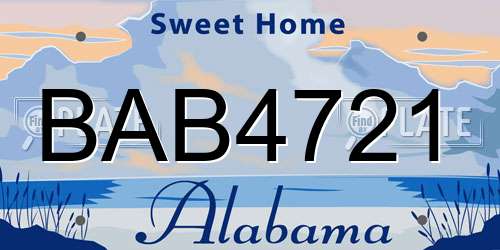 BAB4721 Alabama License Plate