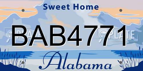 BAB4771 Alabama License Plate