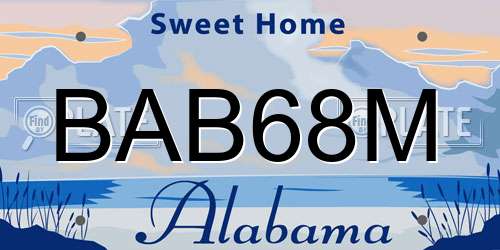 BAB68M Alabama License Plate
