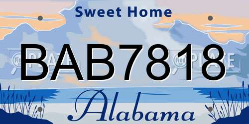 BAB7818 Alabama License Plate