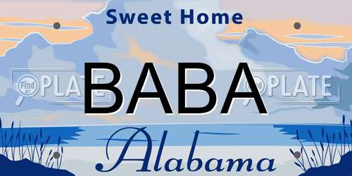 BABA Alabama License Plate
