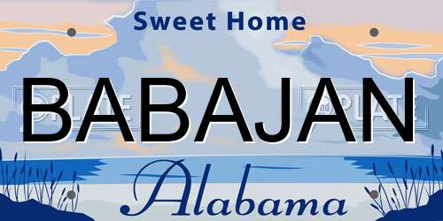 BABAJAN Alabama License Plate
