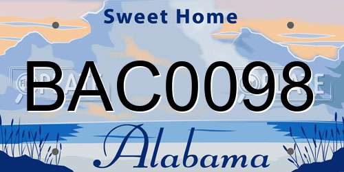 BAC0098 Alabama License Plate