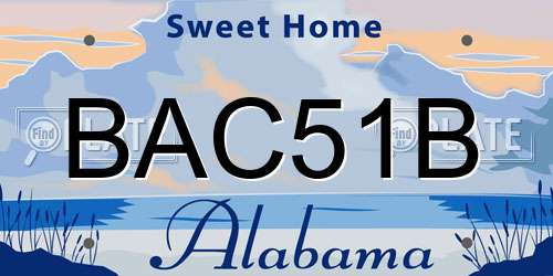 BAC51B Alabama License Plate