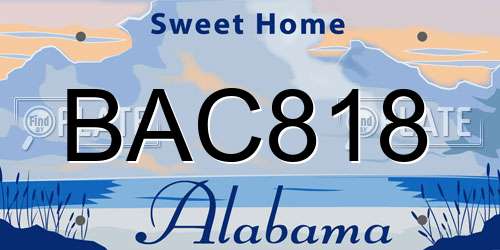 BAC818 Alabama License Plate
