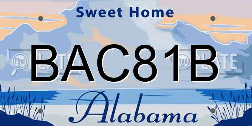 BAC81B Alabama License Plate