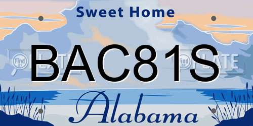 BAC81S Alabama License Plate