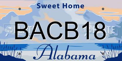 BACB18 Alabama License Plate