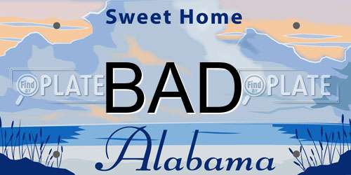 BAD Alabama License Plate