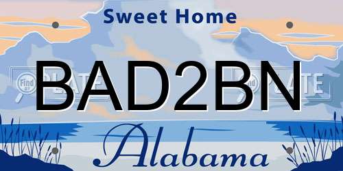 BAD2BN Alabama License Plate
