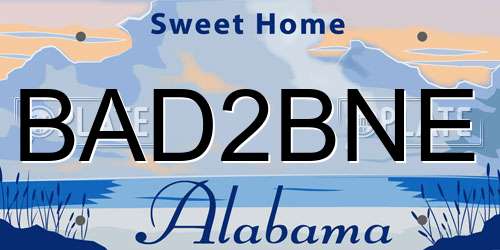 BAD2BNE Alabama License Plate