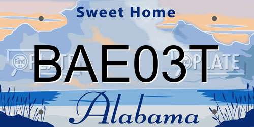 BAE03T Alabama License Plate
