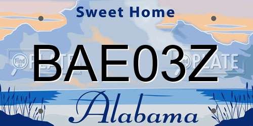 BAE03Z Alabama License Plate