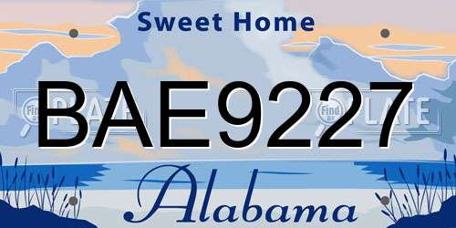 BAE9227 Alabama License Plate