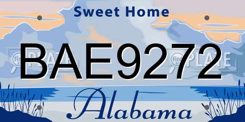 BAE9272 Alabama License Plate
