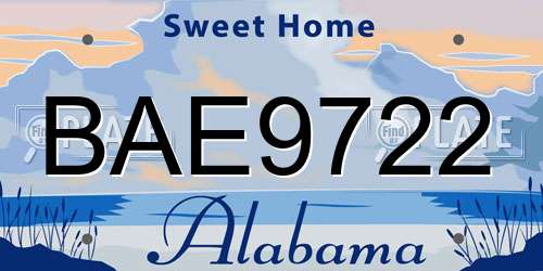 BAE9722 Alabama License Plate