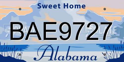 BAE9727 Alabama License Plate