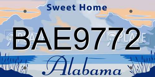 BAE9772 Alabama License Plate